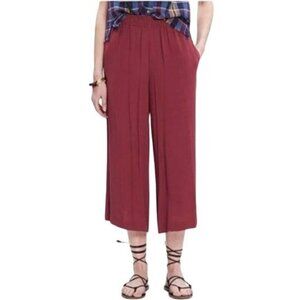 Madewell Womens Clement Maroon Cropped Cullotes Wide Leg Pants  Size M